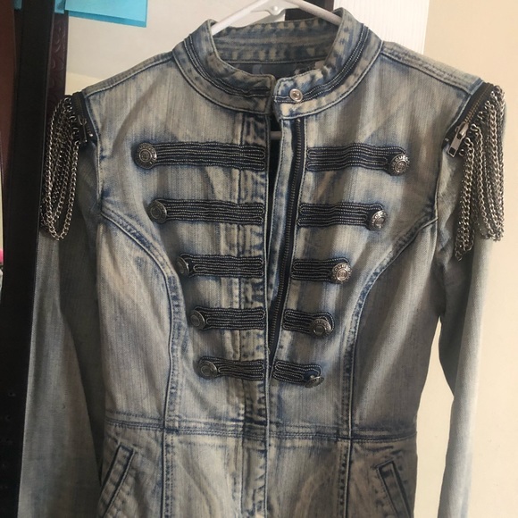 guess cotton denim peplum jacket